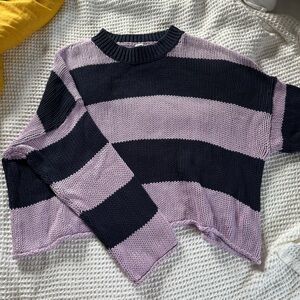 PURPLE STRIPED AERIE SWEATER